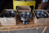 3 round chafing dishes with covers