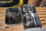 lot of insert pans and scoops