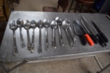 Lot of (15) knives, ss spoons