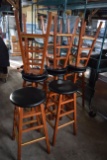Lot of (8) Wooden Bar Stools w/ cushioned seat