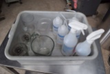 Lot of assorted glasses and cleaning bottles