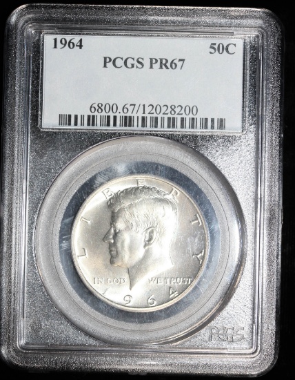 1964 KENNEDY SILVER HALF DOLLAR COIN PCGS PROOF 67