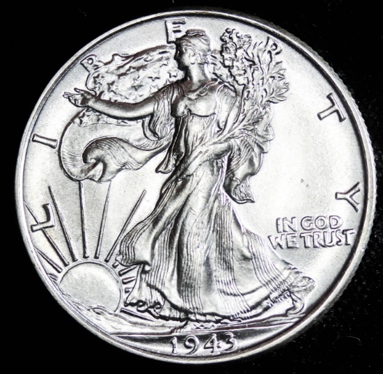 1943 WALKING LIBERTY SILVER HALF DOLLAR COIN GEM BU UNC MS++++