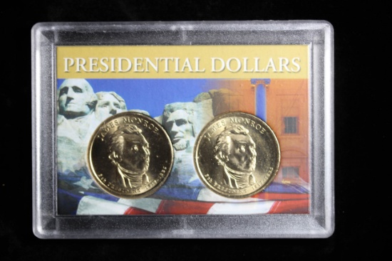 PRESIDENTIAL DOLLAR SERIES BOTH P & D MINT IN CASE (JAMES MONROE)