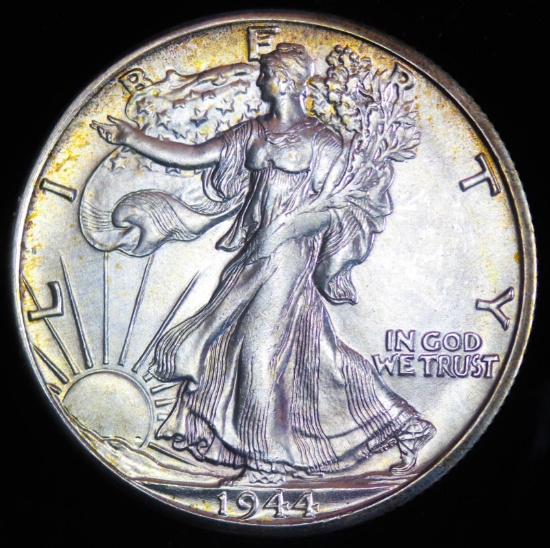 1944 D WALKING SILVER LIBERTY HALF DOLLAR GEM BU UNC MS+++ COIN!!!