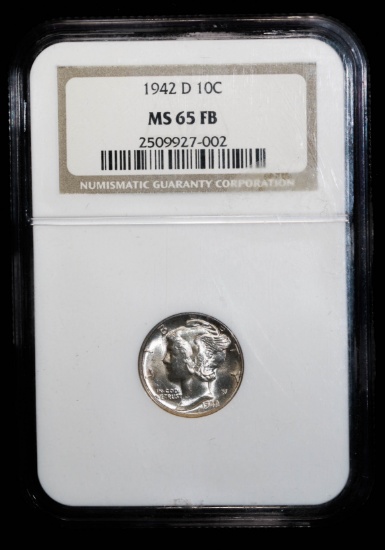 1942 D MERCURY SILVER DIME COIN NGC MS64 FULL BANDS!!