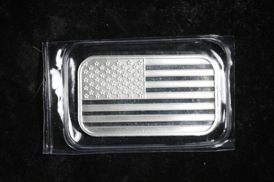 1OZ .999 FINE SILVER BAR (AMERICAN FLAG)