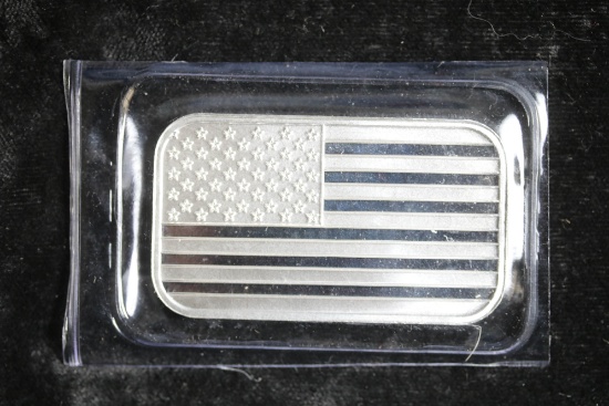 1OZ .999 FINE SILVER BAR (AMERICAN FLAG)