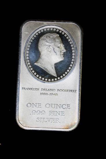 1OZ .999 FINE SILVER ART BAR (PRESIDENT ROOSEVELT)