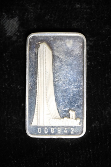 1OZ .999 FINE SILVER ART BAR (FIRST NATIONAL BANK CHICAGO)