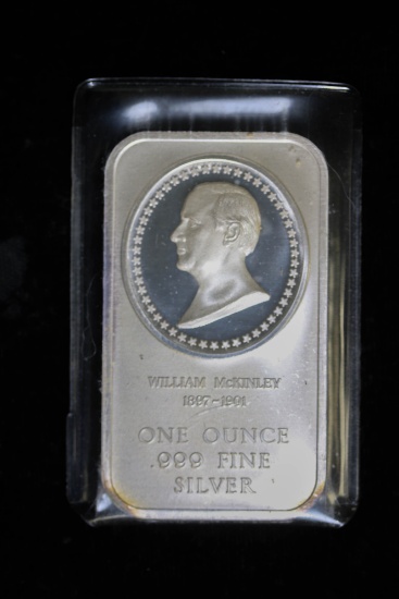 1OZ .999 FINE SILVER ART BAR (PRESIDENT McKINLEY)