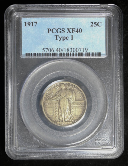 1917 STANDING LIBERTY SILVER QUARTER DOLLAR COIN PCGS XF40