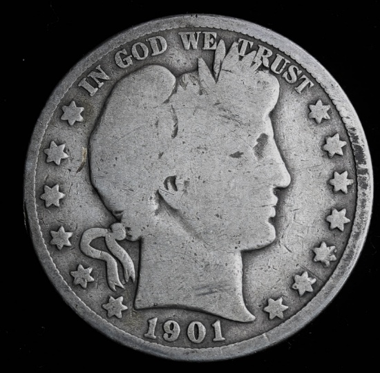 1901 BARBER SILVER HALF DOLLAR COIN