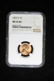1957 D WHEAT LINCOLN CENT PENNY COIN NGC MS65 RED