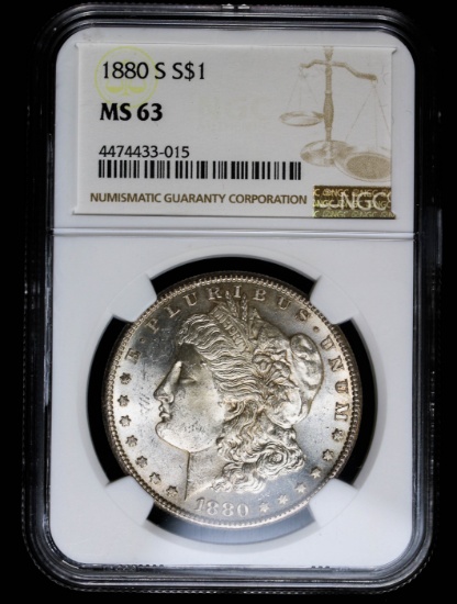 1880 S SILVER MORGAN DOLLAR COIN NGC MS63