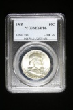 1955 FRANKLIN SILVER HALF DOLLAR COIN PCGS MS64 FULL BELL LINES