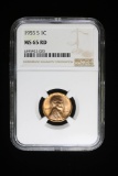 1955 S WHEAT LINCOLN CENT COIN NGC MS65 RED