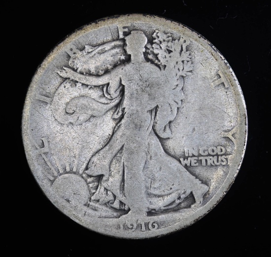 1916 WALKING LIBERTY SILVER HALF DOLLAR COIN