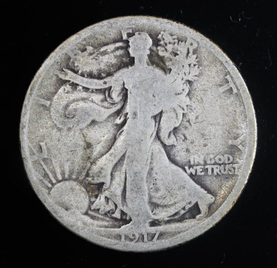 1917 D REVERSE WALKING LIBERTY SILVER HALF DOLLAR COIN