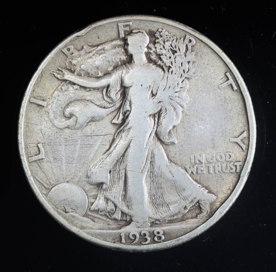 1938 D WALKING LIBERTY SILVER HALF DOLLAR COIN