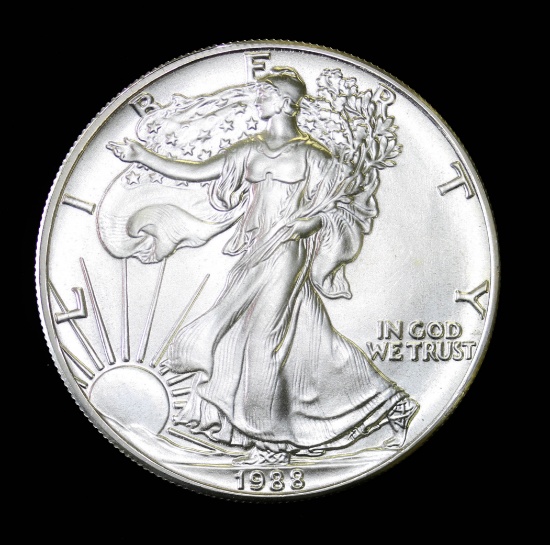 1988 1oz .999 FINE AMERICAN SILVER EAGLE COIN
