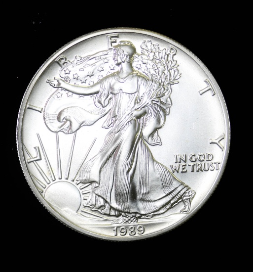 1989 1oz .999 FINE AMERICAN SILVER EAGLE COIN