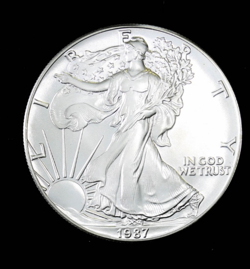 1987 1oz .999 FINE SILVER AMERICAN EAGLE GEM BU UNC MS+++ COIN