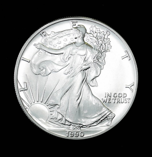 1990 1oz .999 FINE SILVER AMERICAN EAGLE GEM BU UNC MS+++ COIN