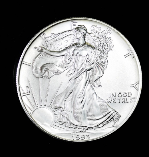 1993 1oz .999 FINE SILVER AMERICAN EAGLE GEM BU UNC MS+++ COIN