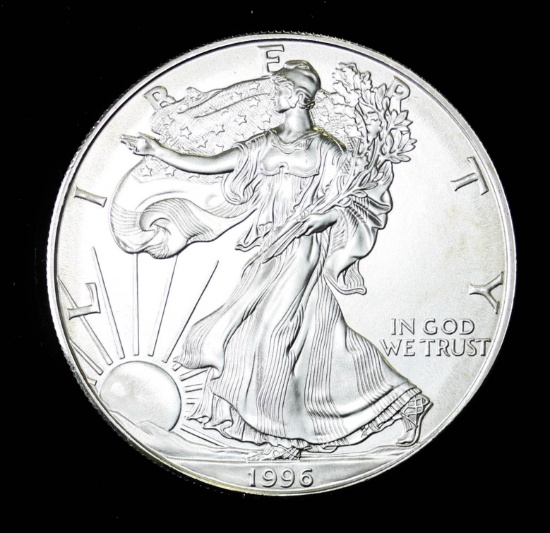 1996 1oz .999 FINE SILVER AMERICAN EAGLE GEM BU UNC MS+++ COIN