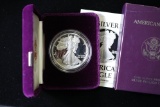 1989 1OZ .999 FINE PROOF SILVER EAGLE COIN W/ BOX PAPERS