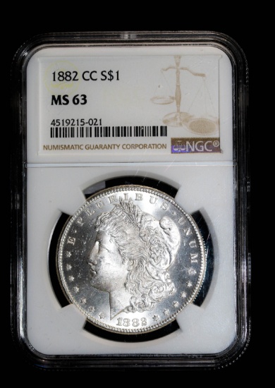 1882 CC SILVER MORGAN DOLLAR COIN NGC MS63