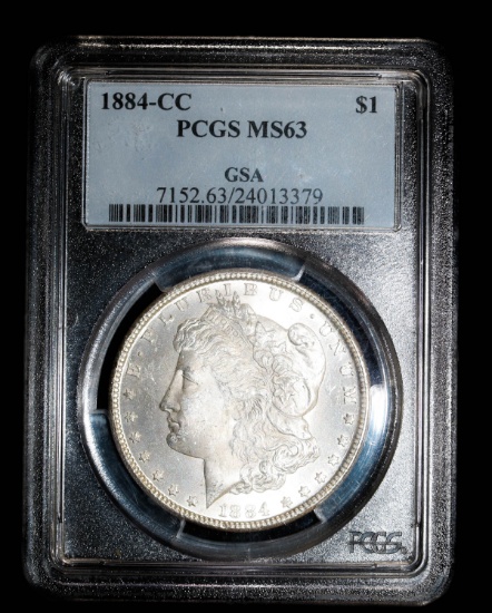 1884 CC SILVER MORGAN DOLLAR COIN PCGS MS63 GSA!!