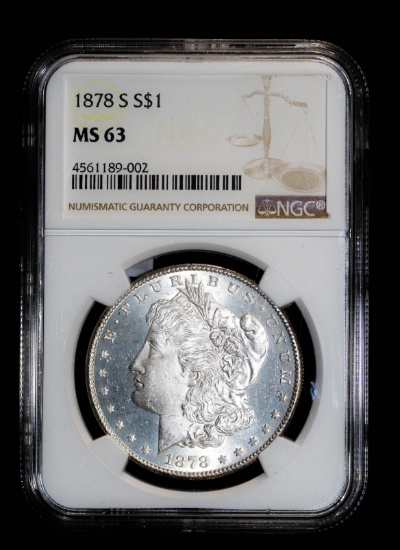 1878 S SILVER MORGAN DOLLAR COIN NGC MS63