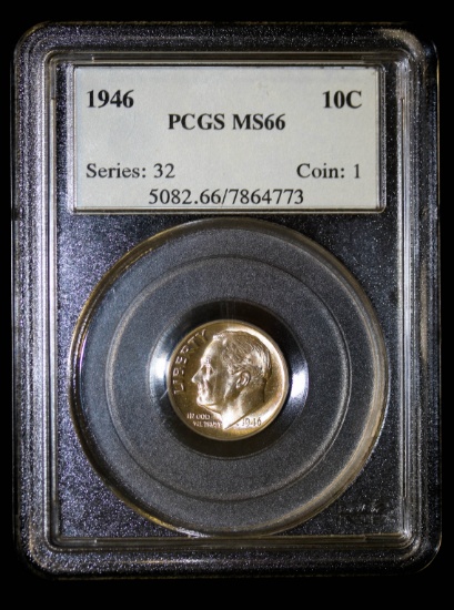 1946 ROOSEVELT SILVER DIME COIN PCGS MS66