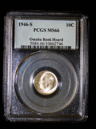 1946 S ROOSEVELT SILVER DIME COIN PCGS MS66 (OMAHA BANK HOARD)