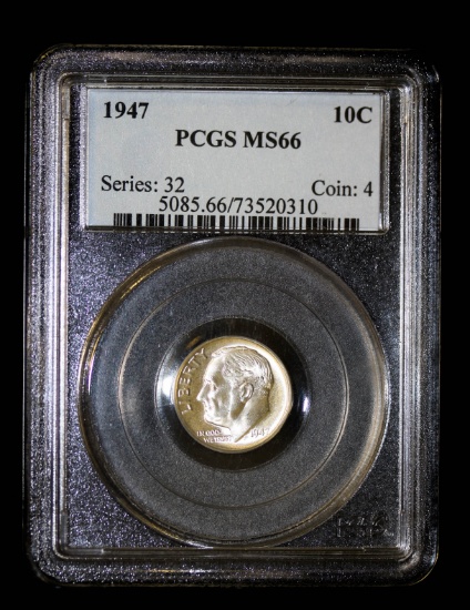 1947 ROOSEVELT SILVER DIME COIN PCGS MS66