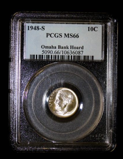 1948 S ROOSEVELT SILVER DIME COIN PCGS MS66 (OMAHA BANK HOARD)