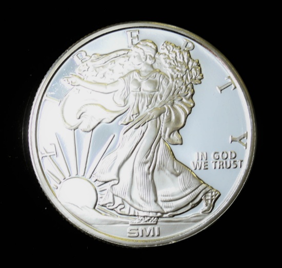 1oz .999 FINE SILVER ROUND (SMI EAGLE) FRESH FROM TUBE!!!