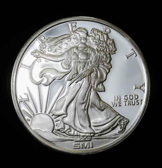 1oz .999 FINE SILVER ROUND (SMI EAGLE) PROOF FRESH FROM TUBE!!!