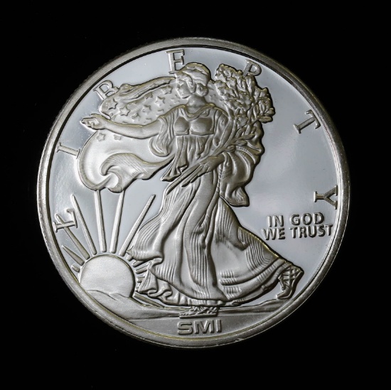 1oz .999 FINE SILVER ROUND (SMI EAGLE) PROOF FRESH FROM TUBE!!!