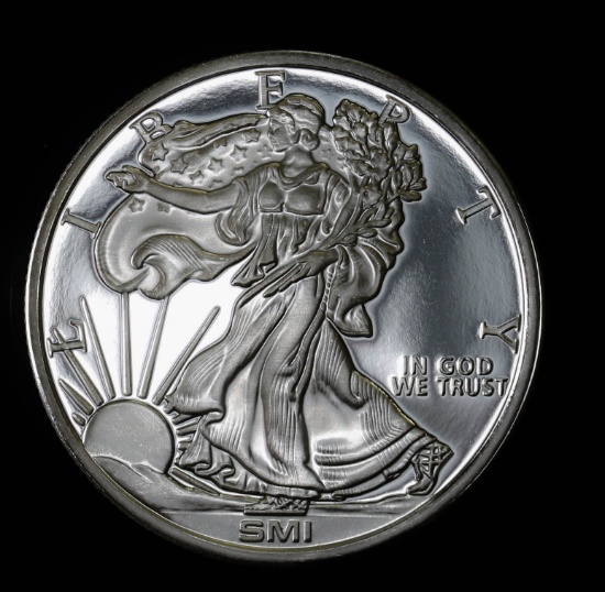 1oz .999 FINE SILVER ROUND (SMI EAGLE) PROOF FRESH FROM TUBE!!!