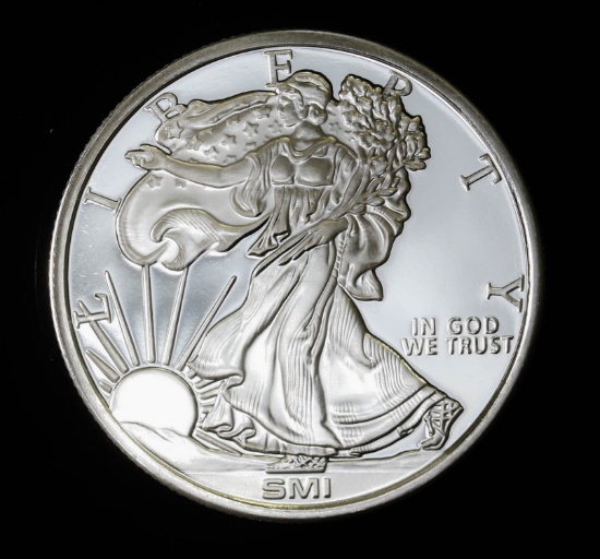 1oz .999 FINE SILVER ROUND (SMI EAGLE) PROOF FRESH FROM TUBE!!!