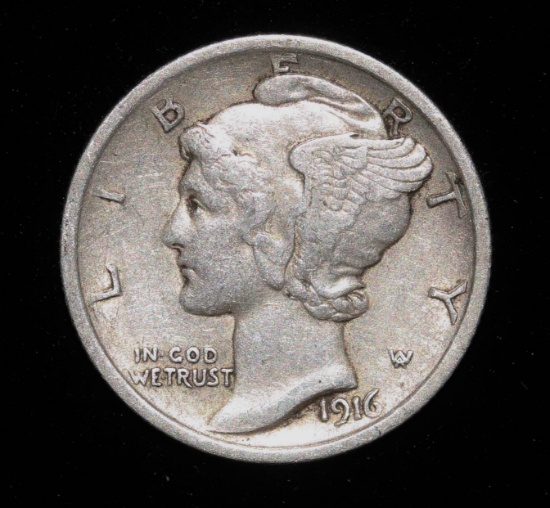 1916 MERCURY SILVER DIME COIN