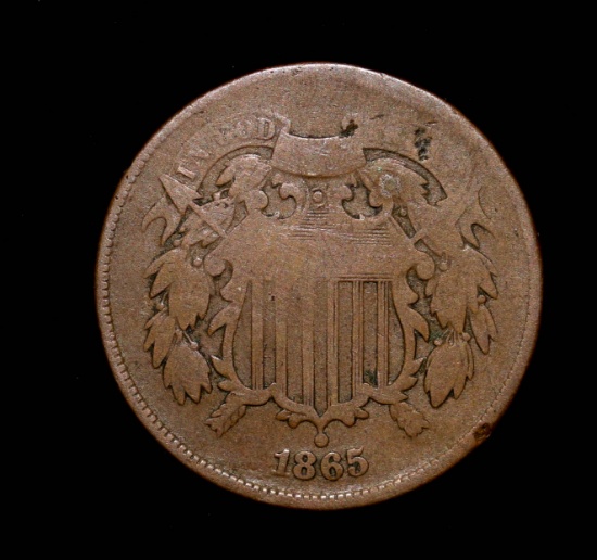 1865 TWO CENT COPPER PIECE COIN