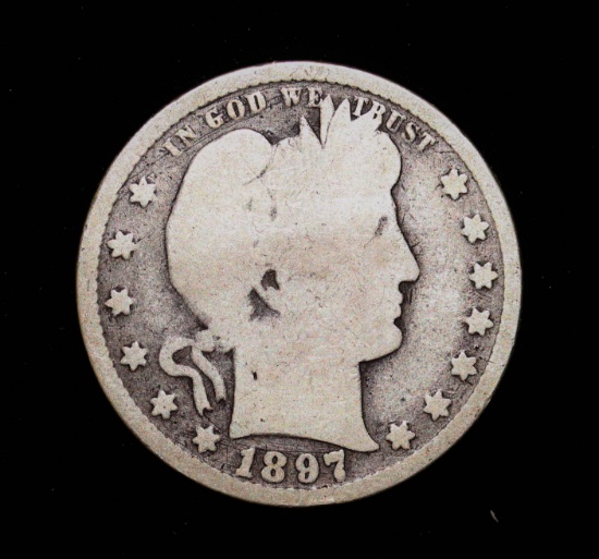 1897 SILVER BARBER QUARTER DOLLAR COIN