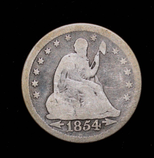 1854 SEATED LIBERTY QUARTER DOLLAR COIN **WITH ARROWS**