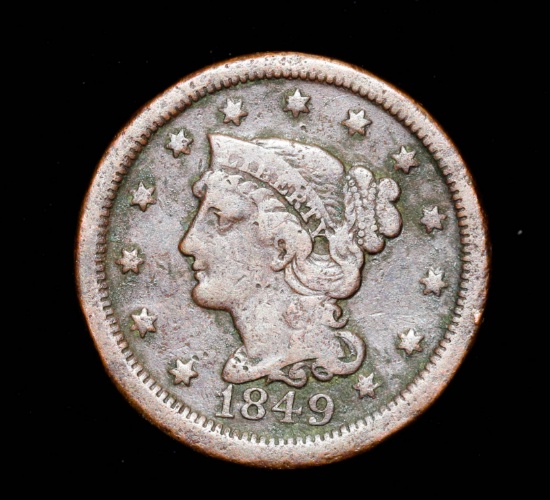 1849 LARGE CENT COPPER COIN