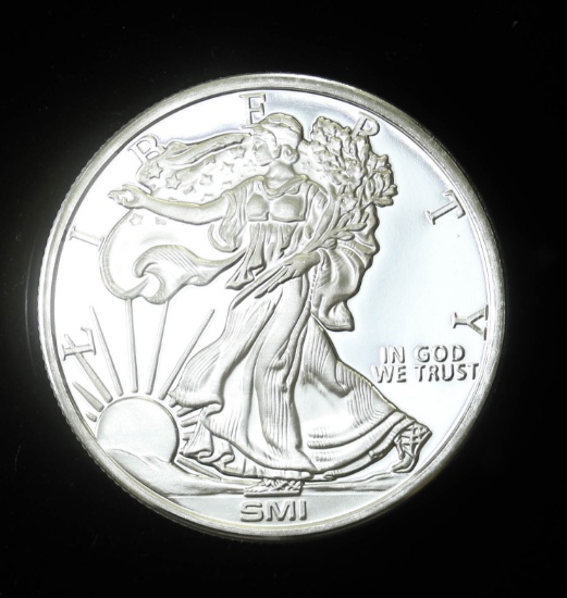 1oz .999 FINE SILVER ROUND (SMI EAGLE) PROOF FRESH FROM TUBE!!!