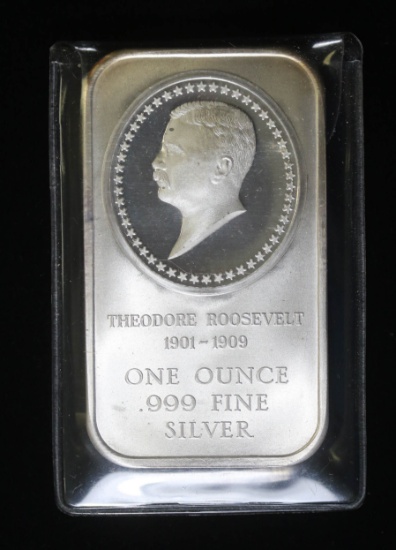 1oz .999 FINE SILVER BAR (PRESIDENT ROOSEVELT)